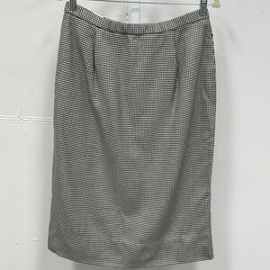Vintage Pendleton Houndstooth Pencil Skirt Black White Rayon Silk Blend Size 12